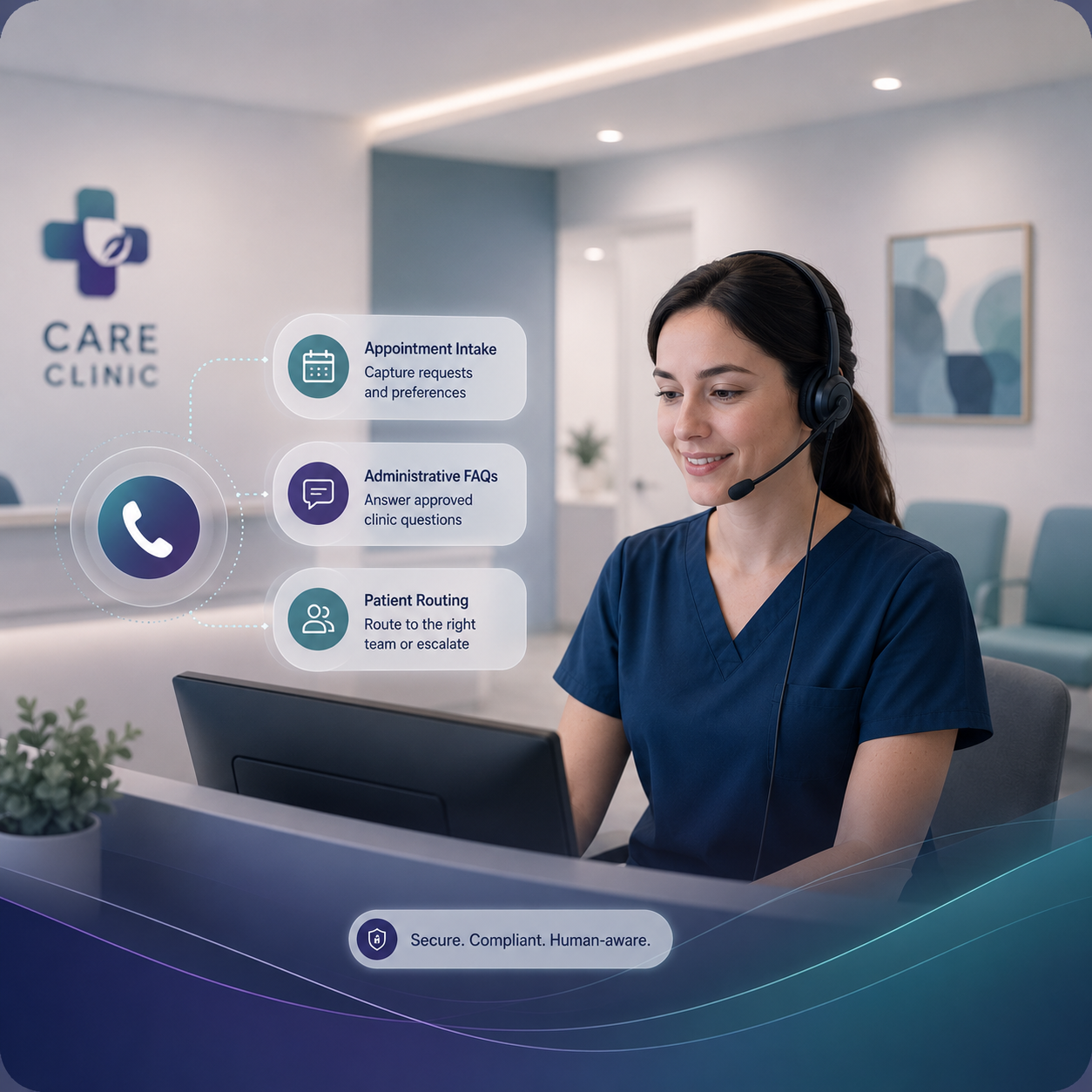 Hero Panel of Clinic AI Call Support