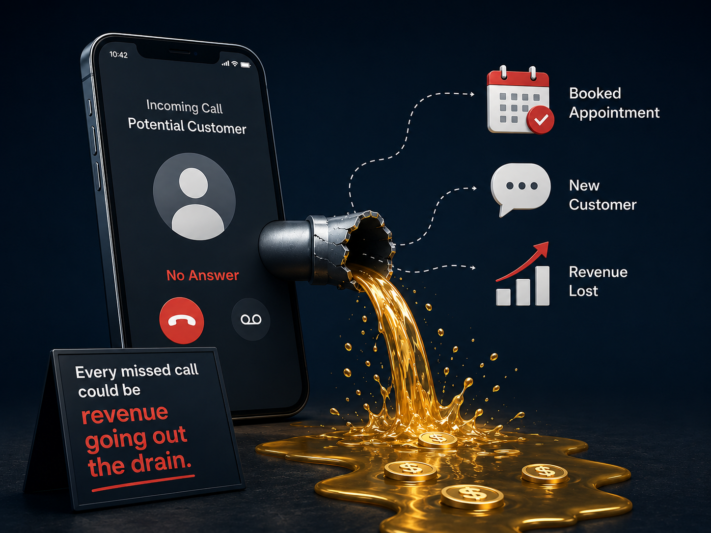 Missed call revenue leak illustration